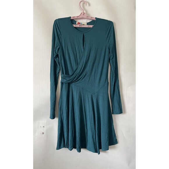 FREE PEOPLE BEACH Vance Wrap Mini Dress - Dark Turquoise - Large NWOT - Picture 1 of 6